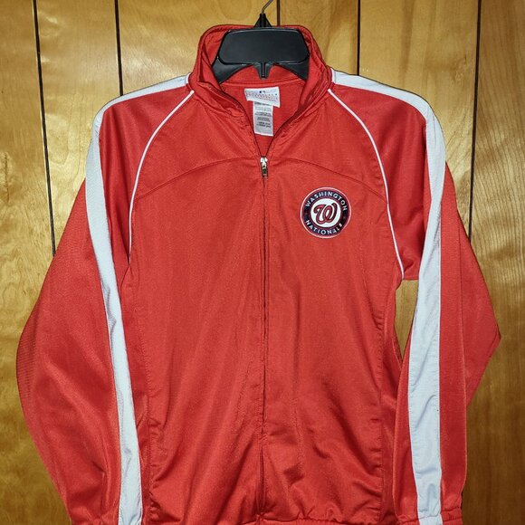 Washington Nationals Jacket YOUTH LARGE Zip Up Windbreaker RED Logo Patch MLB B4 - Picture 6 of 6